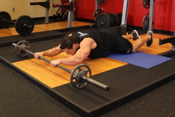 Barbell Ab Rollout - On Knees: posición final
